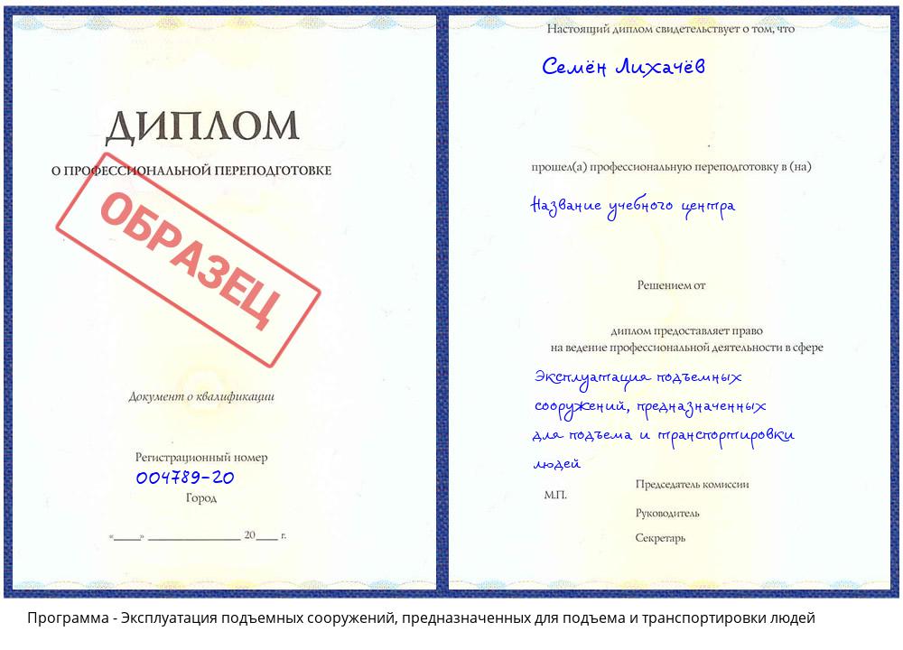 Эксплуатация подъемных сооружений, предназначенных для подъема и транспортировки людей Вязники