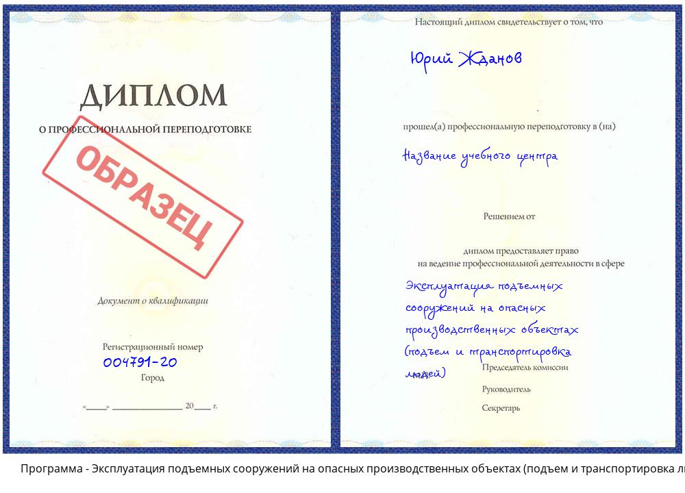 Эксплуатация подъемных сооружений на опасных производственных объектах (подъем и транспортировка людей) Вязники