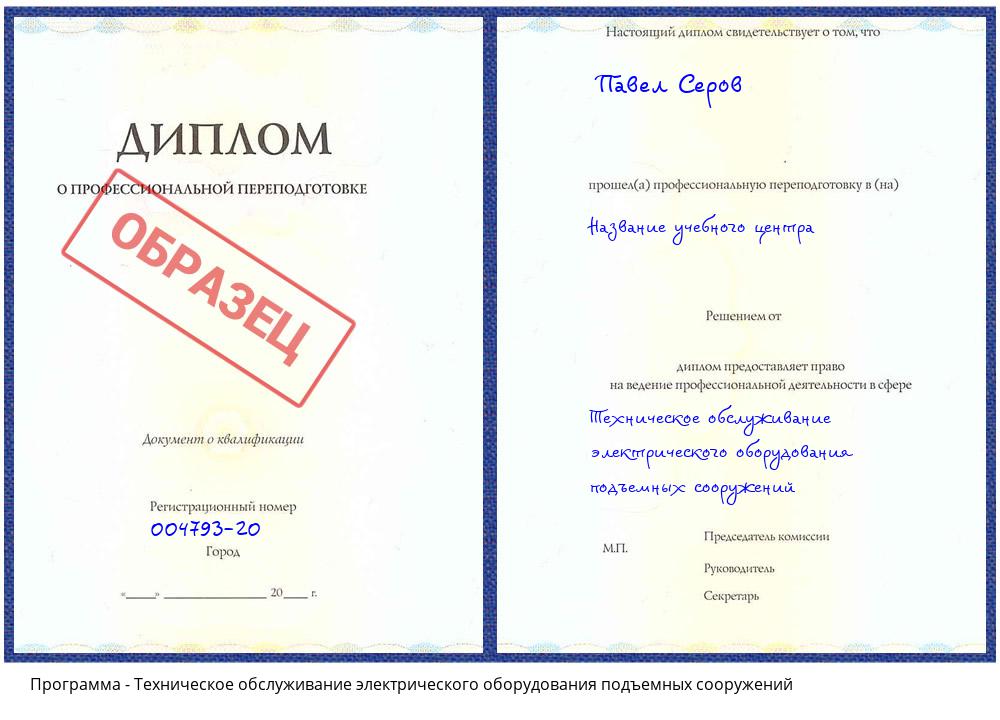 Техническое обслуживание электрического оборудования подъемных сооружений Вязники
