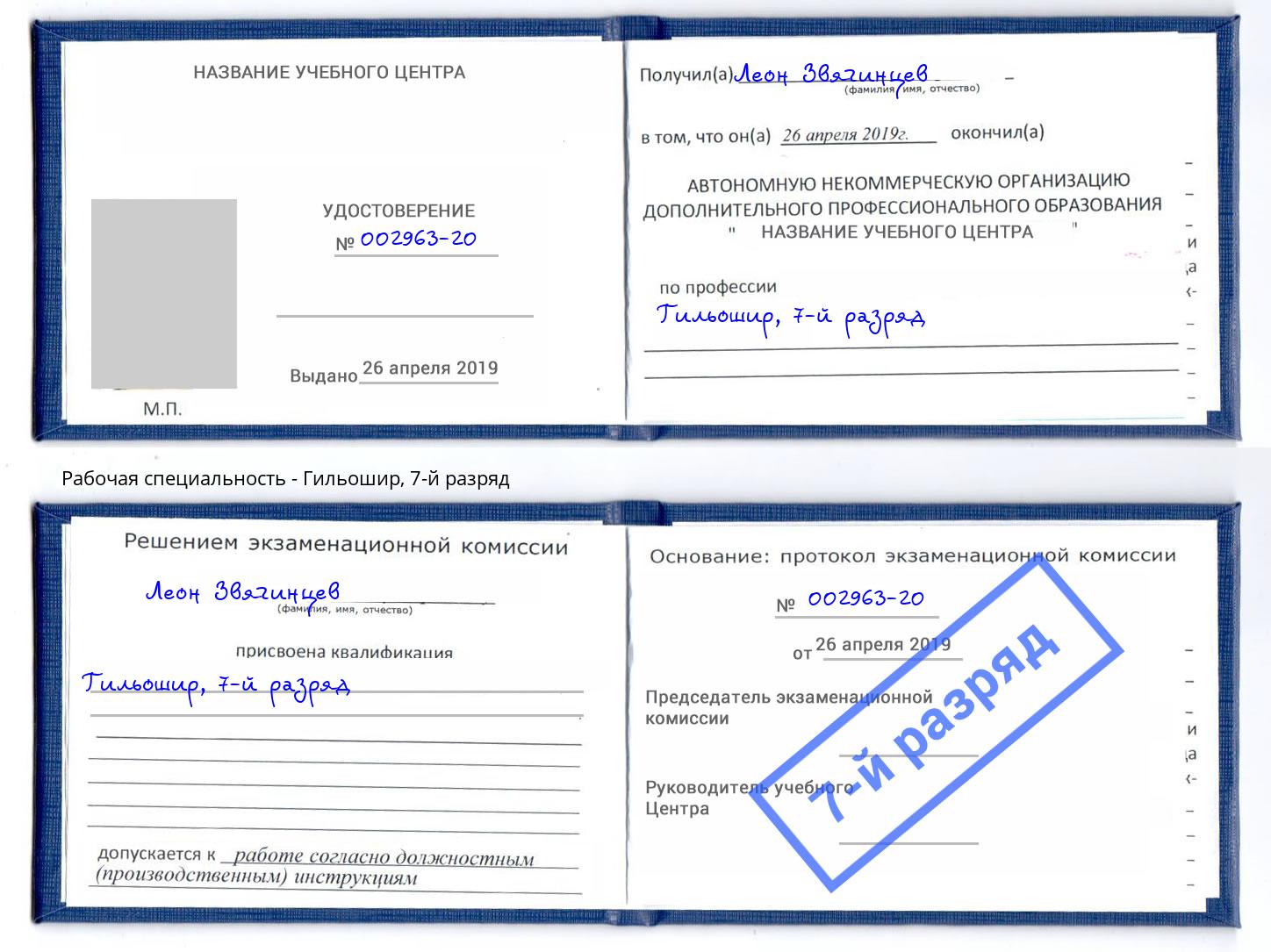 корочка 7-й разряд Гильошир Вязники