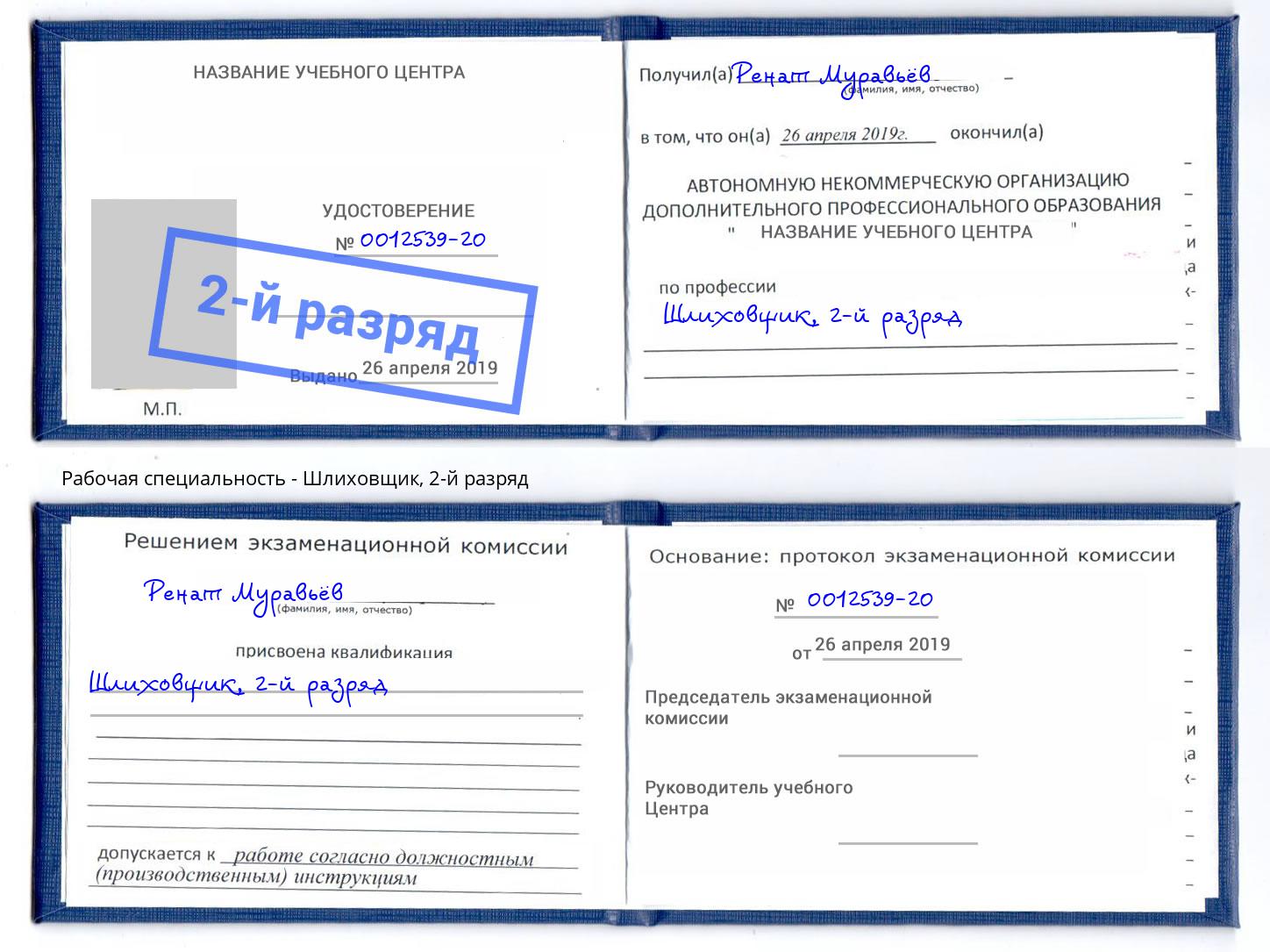корочка 2-й разряд Шлиховщик Вязники