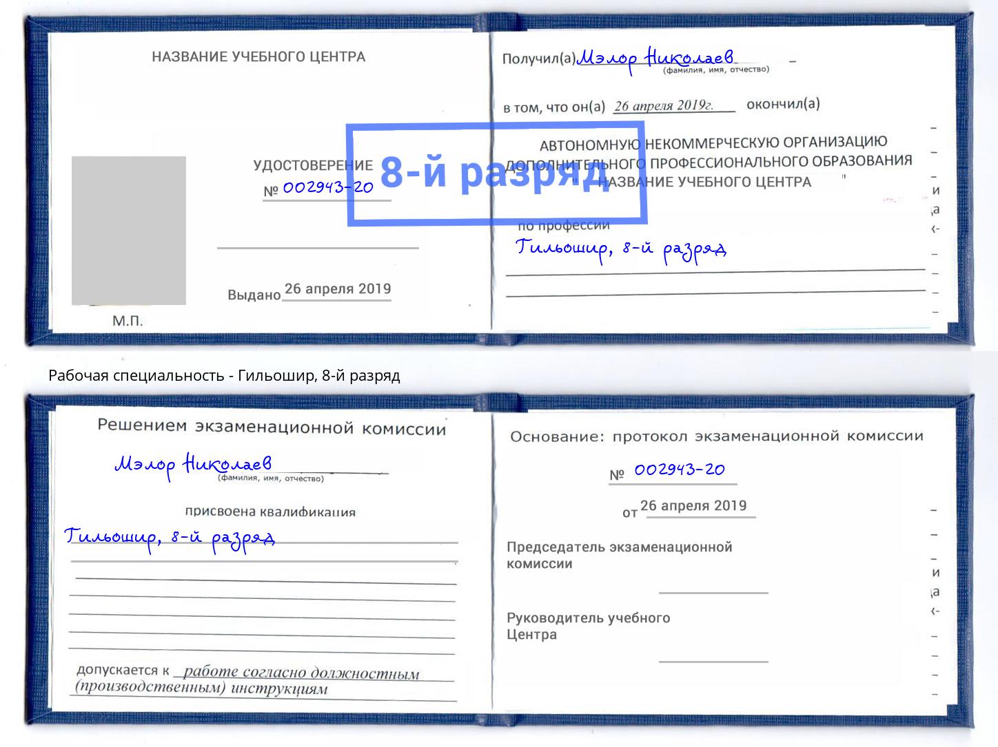корочка 8-й разряд Гильошир Вязники